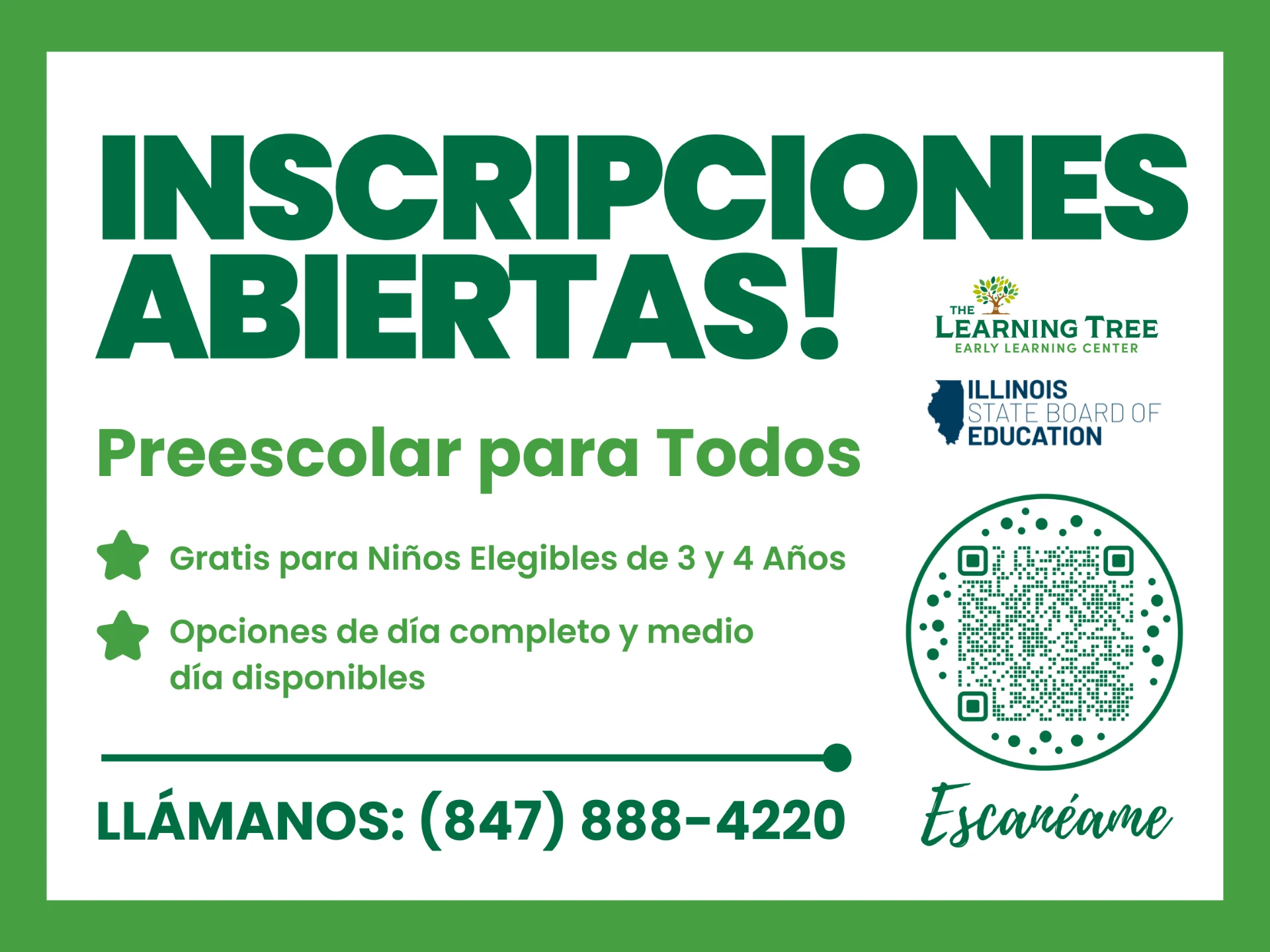 Spanish enrollment sign reading Inscripciones abiertas