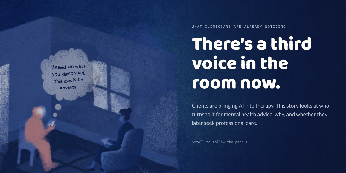 The opening scene, illustration doing the emotional work before any data appears.