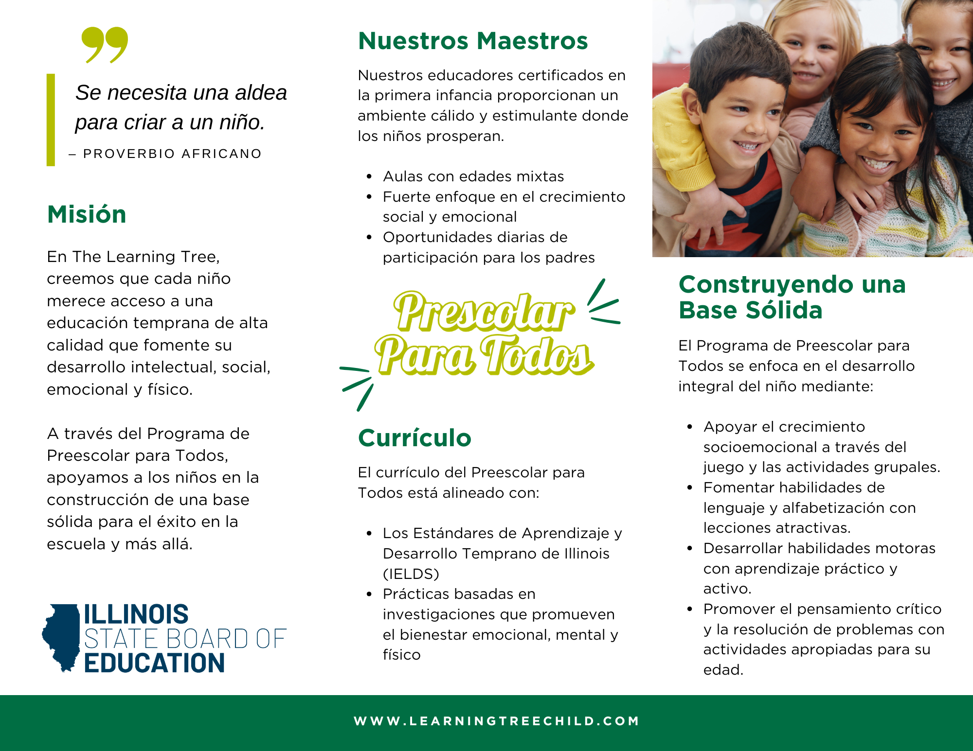 Spanish trifold brochure, inside panels