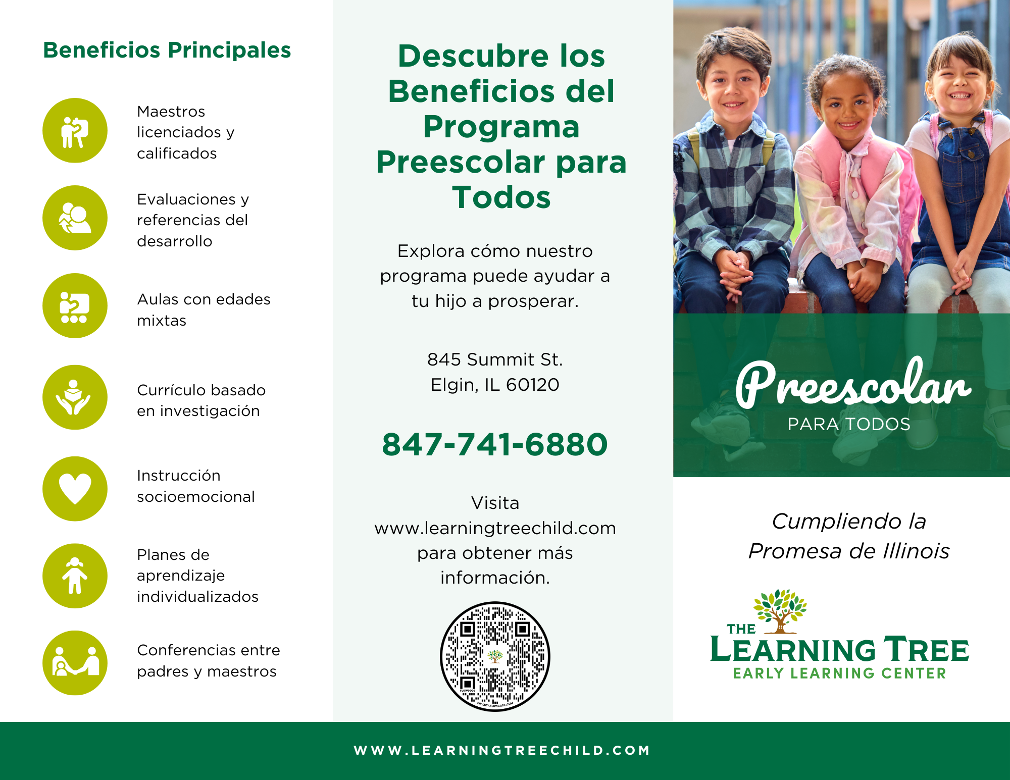 Spanish trifold brochure, outside panels